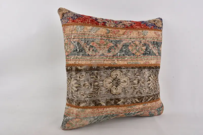 Antique Pillows, Boho Pillow Sham Cover, Cushion Cover, 24x24 Gray Cushion, Sustainable Cushion, Turkish Pillow, Armchair Cushion Cover - 2