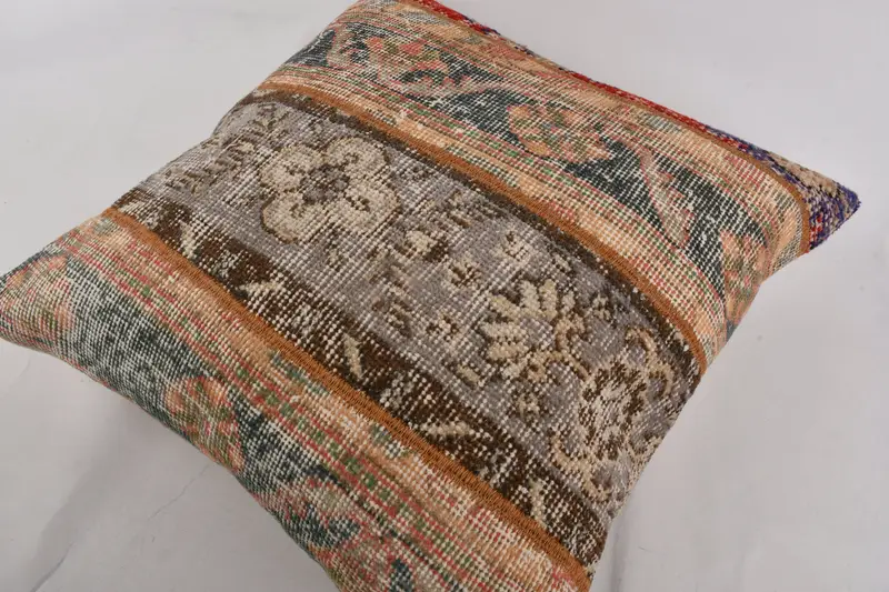 Antique Pillows, Boho Pillow Sham Cover, Cushion Cover, 24x24 Gray Cushion, Sustainable Cushion, Turkish Pillow, Armchair Cushion Cover - 6