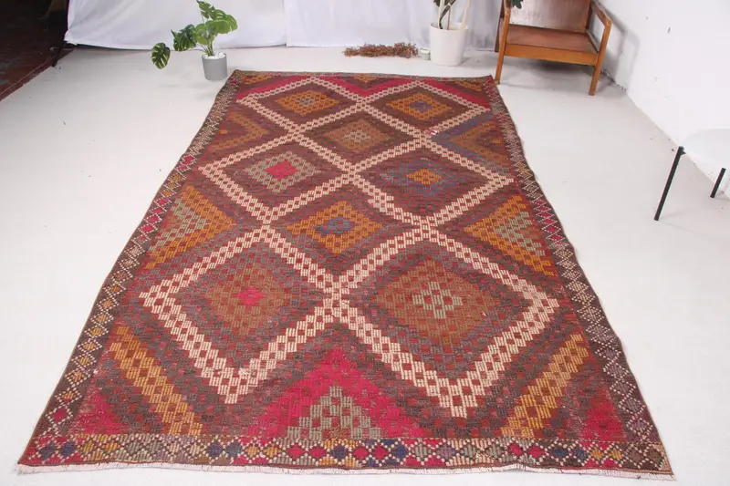 Mor, Bej Hayvan Baskılı Halı, 5,6x10,2 ft