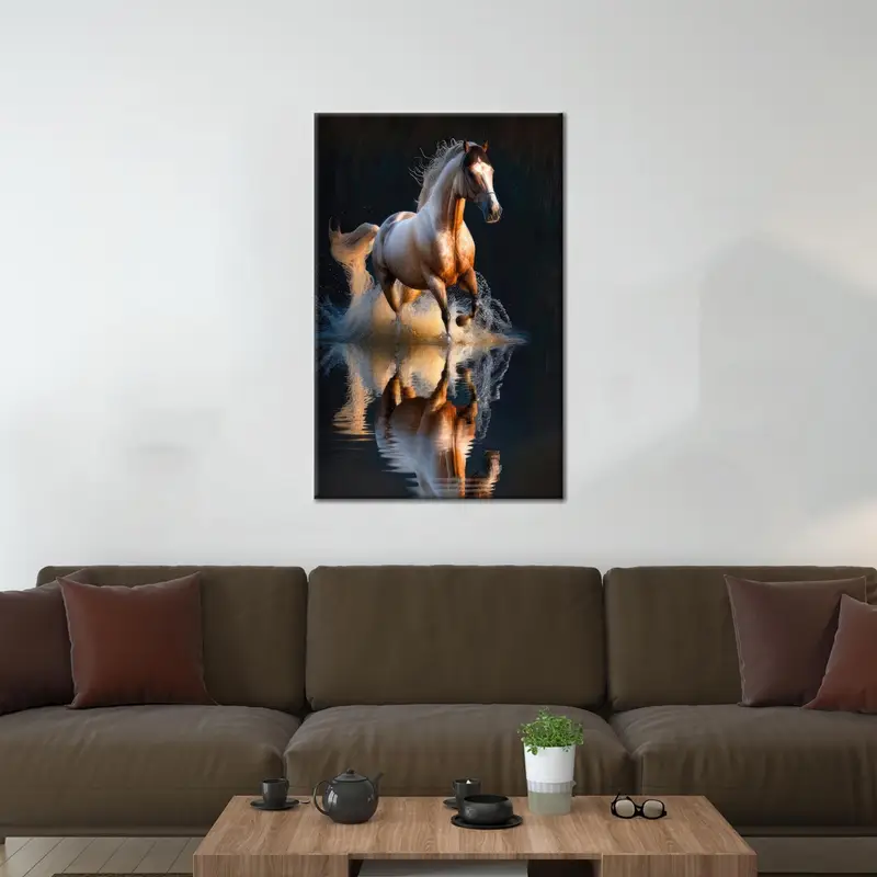エレガントな馬のキャンバスプリント：馬愛好家のための農家の装飾