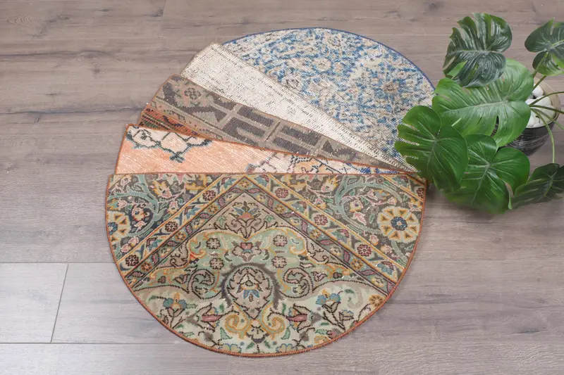 Rutschfeste Woll-Fußmatte, 18 x 30 Zoll halbrunder Teppich