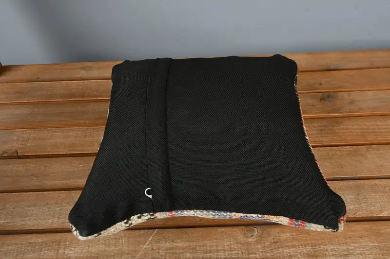Pillow Sham, Vintage Kilim Pillow, Retro Pillow Case, Turkish Kilim Pillow, 12x12 Blue Cushion Cover, One Of A Kind Pillow Case, Gift Pillow - 5