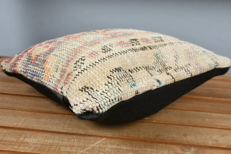 Pillow Sham, Vintage Kilim Pillow, Retro Pillow Case, Turkish Kilim Pillow, 12x12 Blue Cushion Cover, One Of A Kind Pillow Case, Gift Pillow - 3
