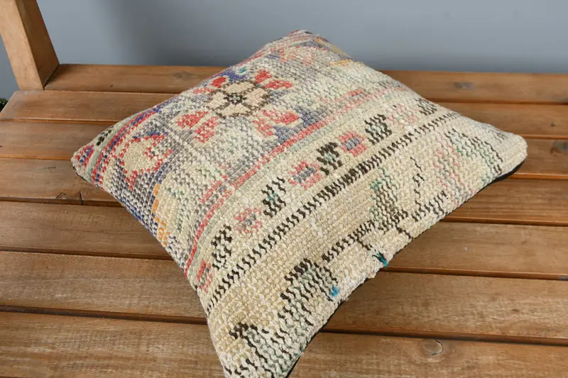 Pillow Sham, Vintage Kilim Pillow, Retro Pillow Case, Turkish Kilim Pillow, 12x12 Blue Cushion Cover, One Of A Kind Pillow Case, Gift Pillow - 2