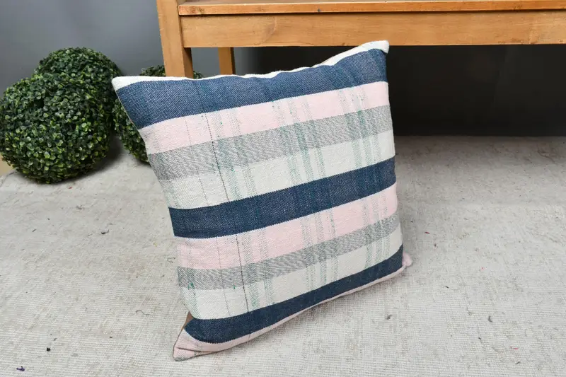 Home Decor Pillow, Cushion Case, 18x18 Pink Pillow Cover, Car Pillow Case, Ethnical Kilim Rug Pillow, Wool Kilim Pillow Cushion, Vintage Pillow - 7