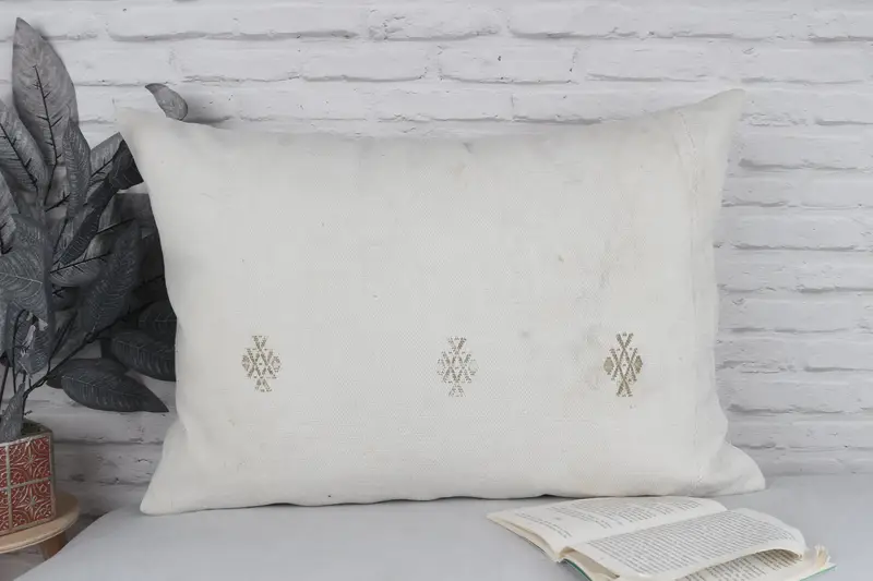 20x28 White Pillow Case, Pillow Cover, Sofa Bolster Pillow, Handmade Kilim Cushion, Turkish Pillow, Custom Pillow Cover, Ethnical Kilim Rug Pillow - 2