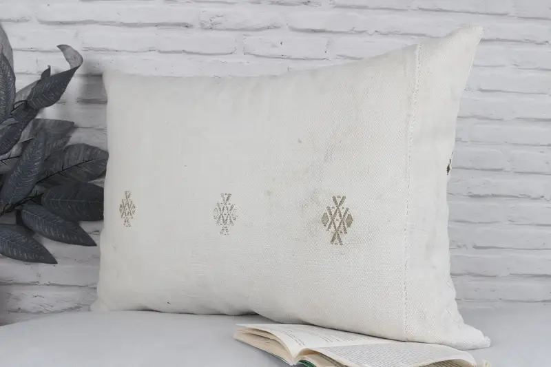 20x28 White Pillow Case, Pillow Cover, Sofa Bolster Pillow, Handmade Kilim Cushion, Turkish Pillow, Custom Pillow Cover, Ethnical Kilim Rug Pillow - 4