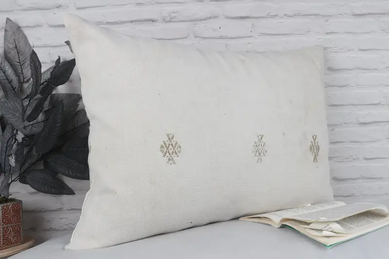 20x28 White Pillow Case, Pillow Cover, Sofa Bolster Pillow, Handmade Kilim Cushion, Turkish Pillow, Custom Pillow Cover, Ethnical Kilim Rug Pillow - 3