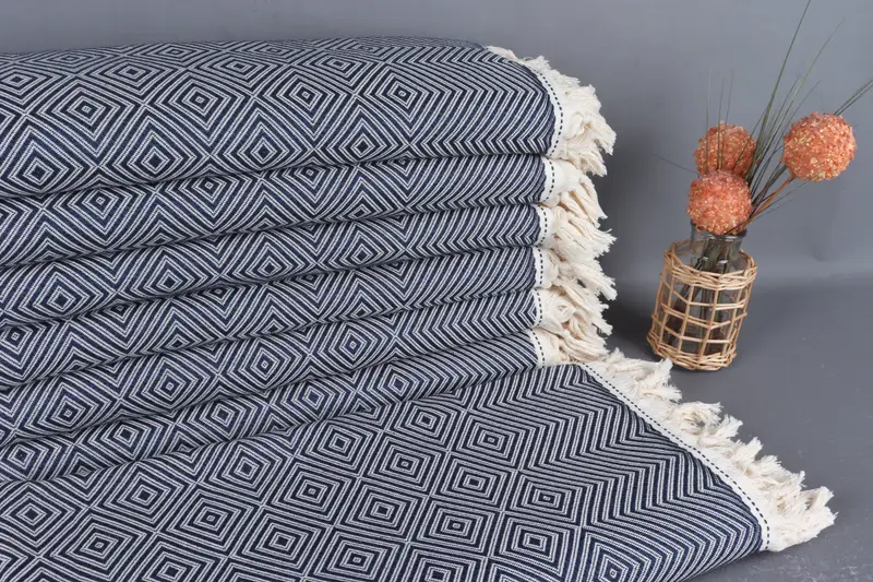 Turkish Blanket Queen, Bedspread, Bridesmaid Gifts, Gift For The Home Decor, 92x80 Cotton Diamond Towel, Woven Throw Blanket, Throw Blanket for Bed - 1