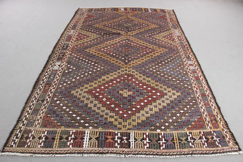 170x280 cm Bej & Mor Çiçekli Halı, Zarif Ev Dekoru