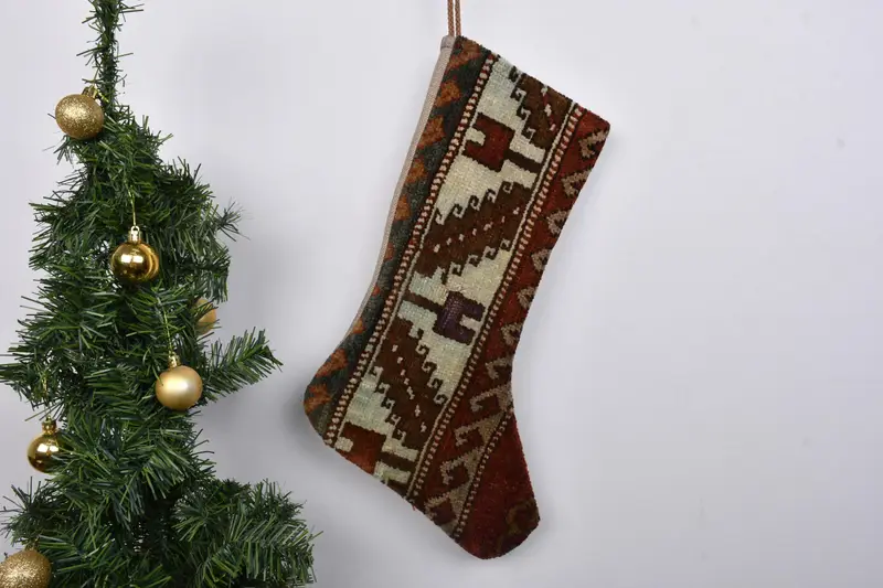 Patrón de adornos navideños, calcetín navideño de 7 pulgadas de ancho