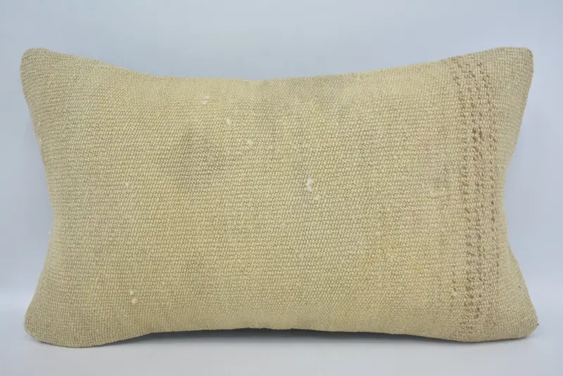 Couch Pillow Sham, Vintage Kilim Pillow, Boho Pillow Sham Cover, Kilim Pillow Cover, 12x20 Beige Cushion, Cushion, Cotton Pillow Case - 1