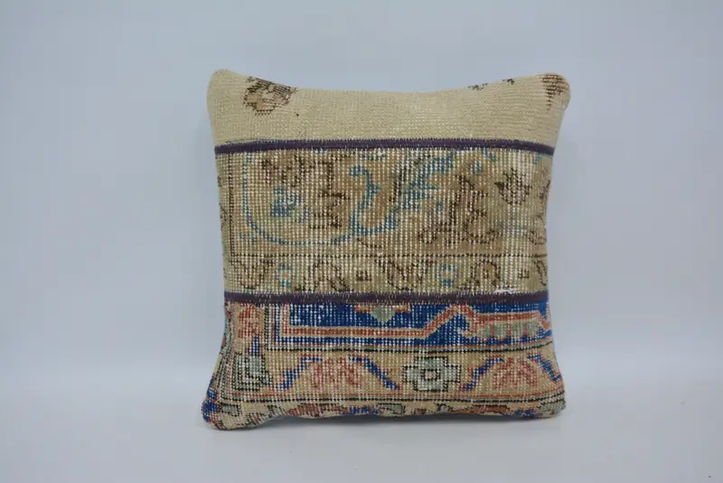 Outdoor Patio Cushion Cover, Pillow for Sofa, 16x16 Brown Pillow Sham, Chair Pillow Cover, Home Decor Pillow, Pillow, Vintage Kilim Throw Pillow - 1