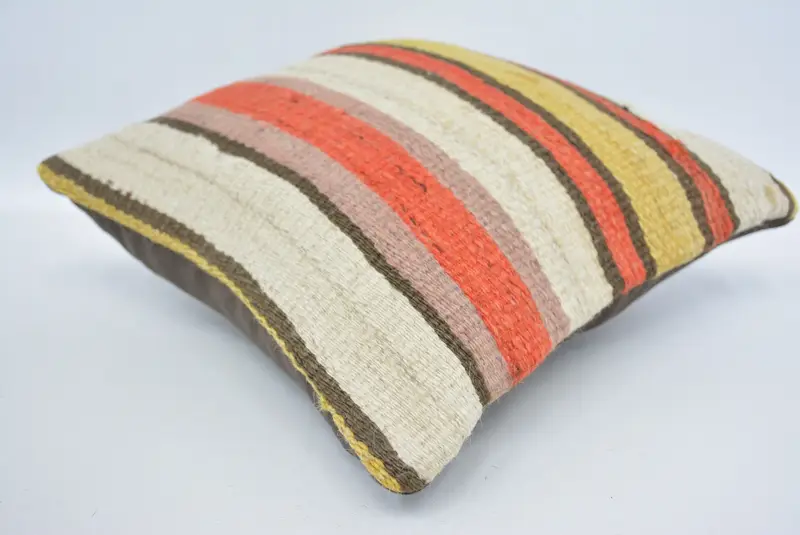 Kilim Cushion Sham, Ethnic Throw Cushion Cover, Pillow, Vintage Kilim Throw Pillow, 12x12 Red Pillow Sham, Ethnical Kilim Rug Pillow - 6