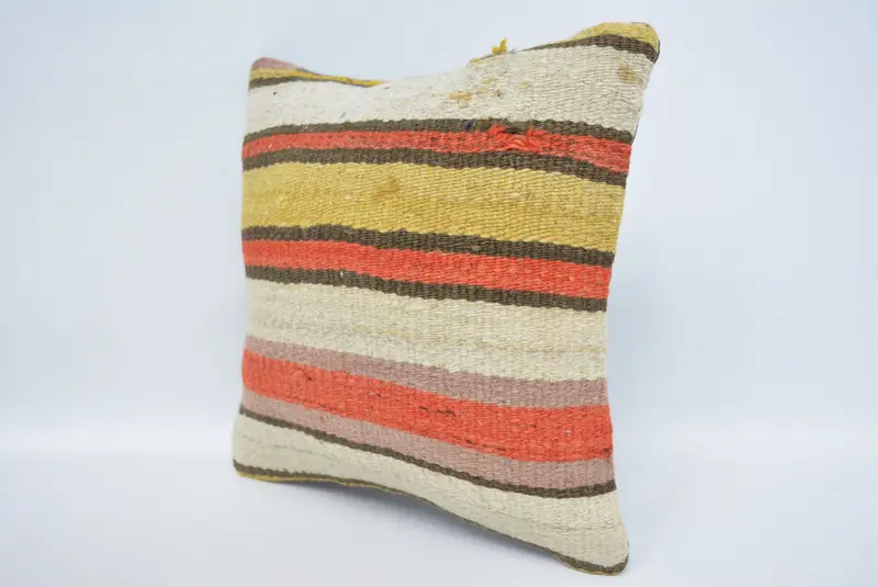 Kilim Cushion Sham, Ethnic Throw Cushion Cover, Pillow, Vintage Kilim Throw Pillow, 12x12 Red Pillow Sham, Ethnical Kilim Rug Pillow - 4