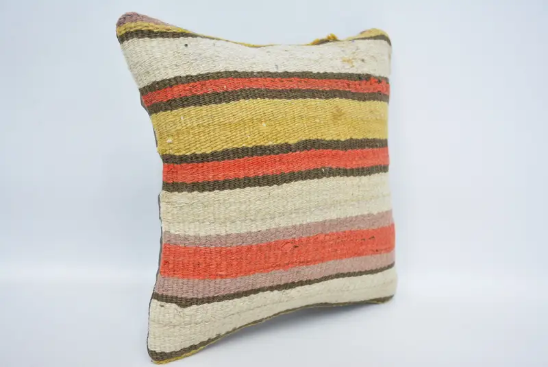 Kilim Cushion Sham, Ethnic Throw Cushion Cover, Pillow, Vintage Kilim Throw Pillow, 12x12 Red Pillow Sham, Ethnical Kilim Rug Pillow - 3