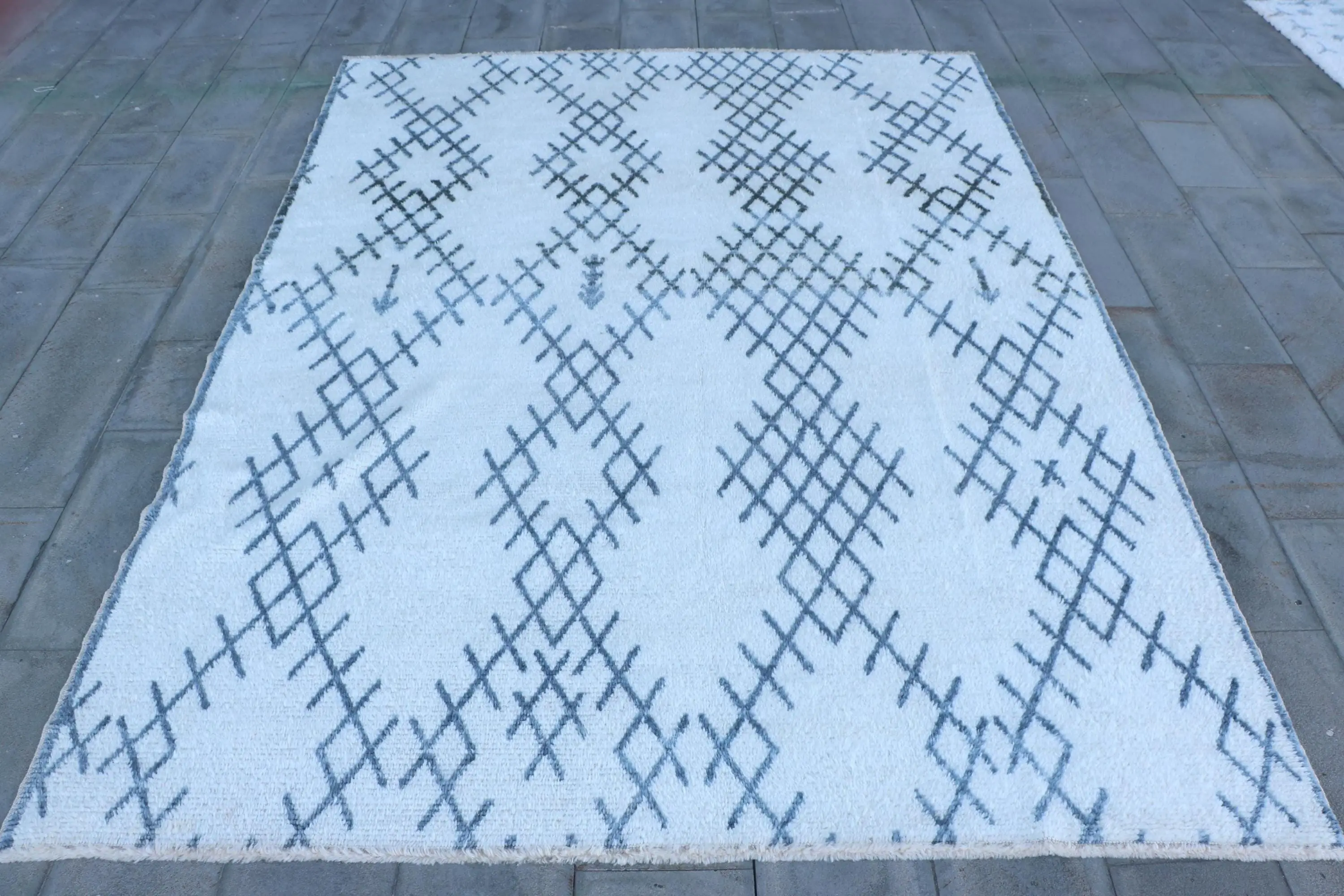 7.8x10.3 ft Rug, Vintage Turkish Rug, White Wool Rug - 1