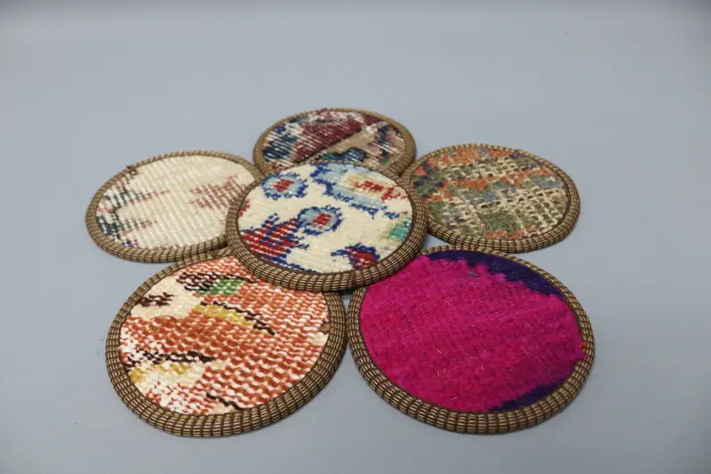 Bohemian Round Coaster, Purple and Red Non-Slip Drink Coaster