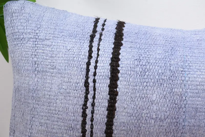 Aztec Pillow, Gift Pillow, Ethnical Kilim Rug Pillow, Pillow, Handmade Kilim Cushion, Decorative Cushion Cover, 12x24 Blue Pillow Sham - 2