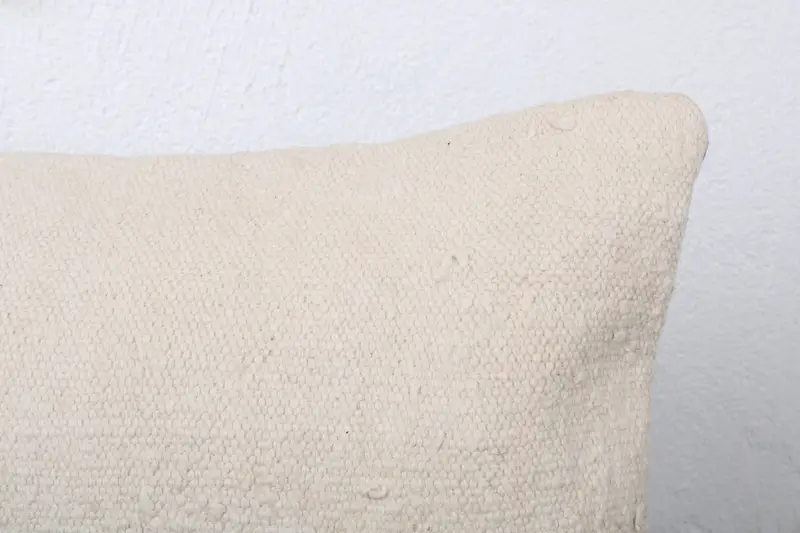 Handmade Kilim Cushion, Throw Kilim Pillow, Cushion Cover, Handmade Throw Cushion Case, Boho Pillow Sham Cover, 12x24 Beige Pillow Case - 5