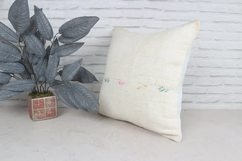Outdoor Patio Cushion Cover, 20x20 White Pillow, Kilim Pillow Cover, Pillow, Interior Designer Pillow, Pillow for Sofa, Handmade Pillow Case - 5