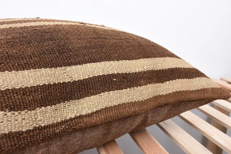 Handmade Throw Pillow Cover, Handmade Kilim Cushion, 20x28 Brown Pillow, Cushion, Interior Designer Pillow, Kilim Pillow, Luxury Pillow Cover - 7