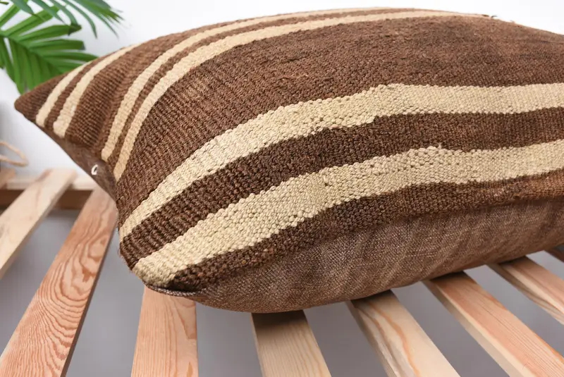 Handmade Throw Pillow Cover, Handmade Kilim Cushion, 20x28 Brown Pillow, Cushion, Interior Designer Pillow, Kilim Pillow, Luxury Pillow Cover - 6