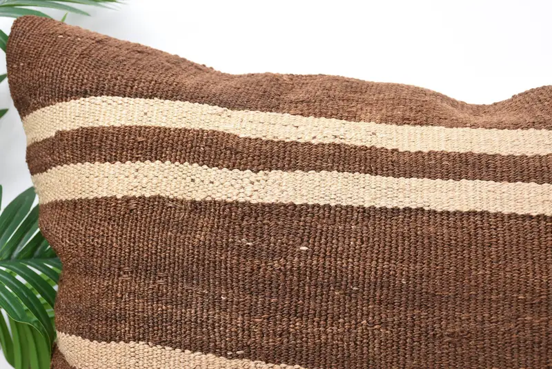 Handmade Throw Pillow Cover, Handmade Kilim Cushion, 20x28 Brown Pillow, Cushion, Interior Designer Pillow, Kilim Pillow, Luxury Pillow Cover - 2