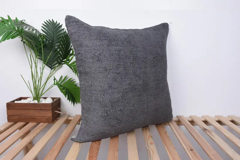 Armchair Cushion Cover, Antique Pillows, Home Decor Pillow, 28x28 Gray Pillow Cover, Pillow Cover, Boho Throw Cushion, Vintage Kilim Throw Pillow - 4
