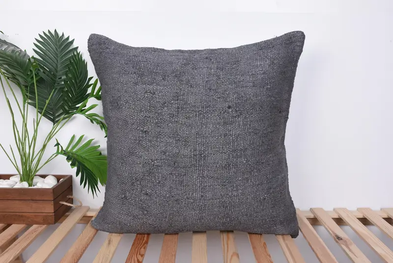 Armchair Cushion Cover, Antique Pillows, Home Decor Pillow, 28x28 Gray Pillow Cover, Pillow Cover, Boho Throw Cushion, Vintage Kilim Throw Pillow - 1