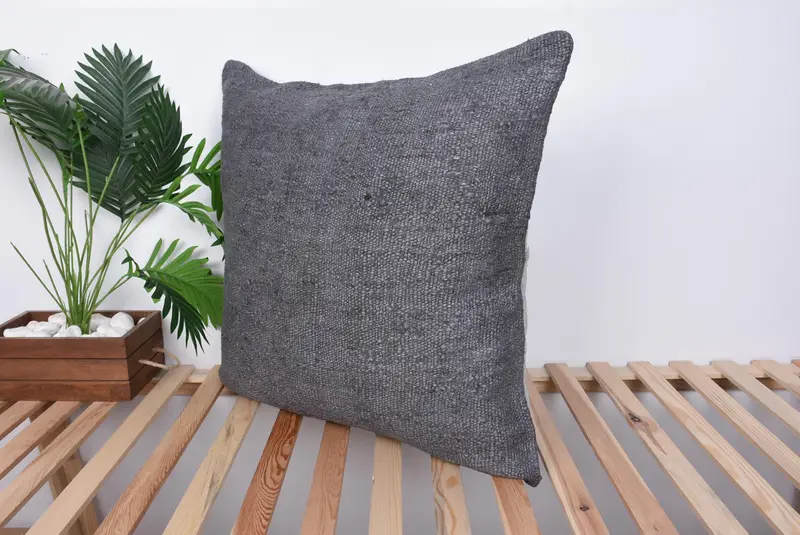 Armchair Cushion Cover, Antique Pillows, Home Decor Pillow, 28x28 Gray Pillow Cover, Pillow Cover, Boho Throw Cushion, Vintage Kilim Throw Pillow - 5
