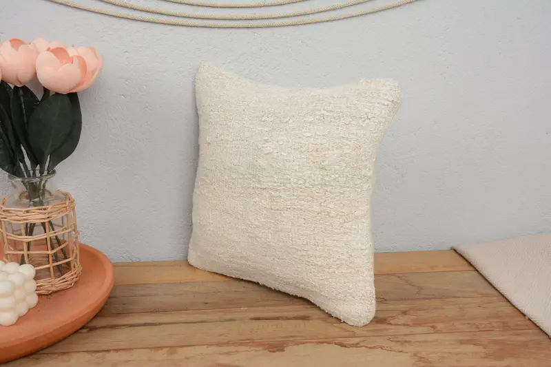 12x12 White Pillow Cover, Pillow for Couch, Throw Kilim Pillow, Boho Throw Pillow Case, Antique Pillows, Pillow Sham, Bohemian Cushion Cushion Cover - 4