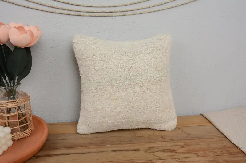 12x12 White Pillow Cover, Pillow for Couch, Throw Kilim Pillow, Boho Throw Pillow Case, Antique Pillows, Pillow Sham, Bohemian Cushion Cushion Cover - 2