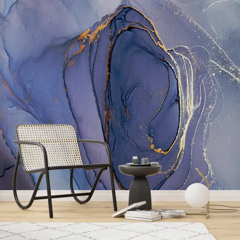 Sonderanfertigung, Papierwandkunst, goldene Marmorwanddekoration, lila Marmorwandkunst, 3D -Wallpapier, abstrakte Marmorwanddekoration, - 9