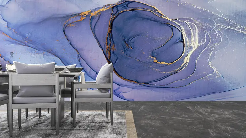 Sonderanfertigung, Papierwandkunst, goldene Marmorwanddekoration, lila Marmorwandkunst, 3D -Wallpapier, abstrakte Marmorwanddekoration, - 3
