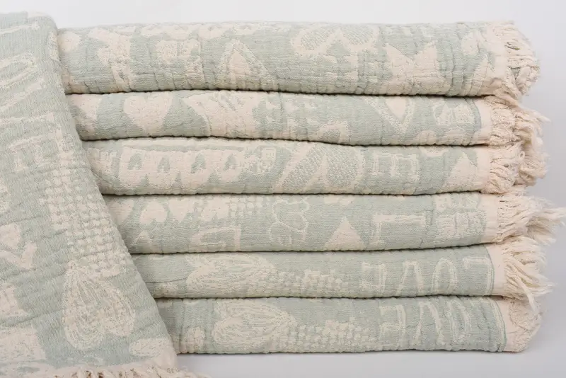 Tablecloth, Woven Throw Blanket, 98x76 Cotton Love Design Towel, Turkish Blanket, Summer Gift, Wedding Gift Customized Blanket, Turkish Bedspread - 2