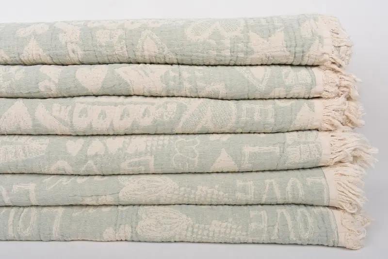 Tablecloth, Woven Throw Blanket, 98x76 Cotton Love Design Towel, Turkish Blanket, Summer Gift, Wedding Gift Customized Blanket, Turkish Bedspread - 4