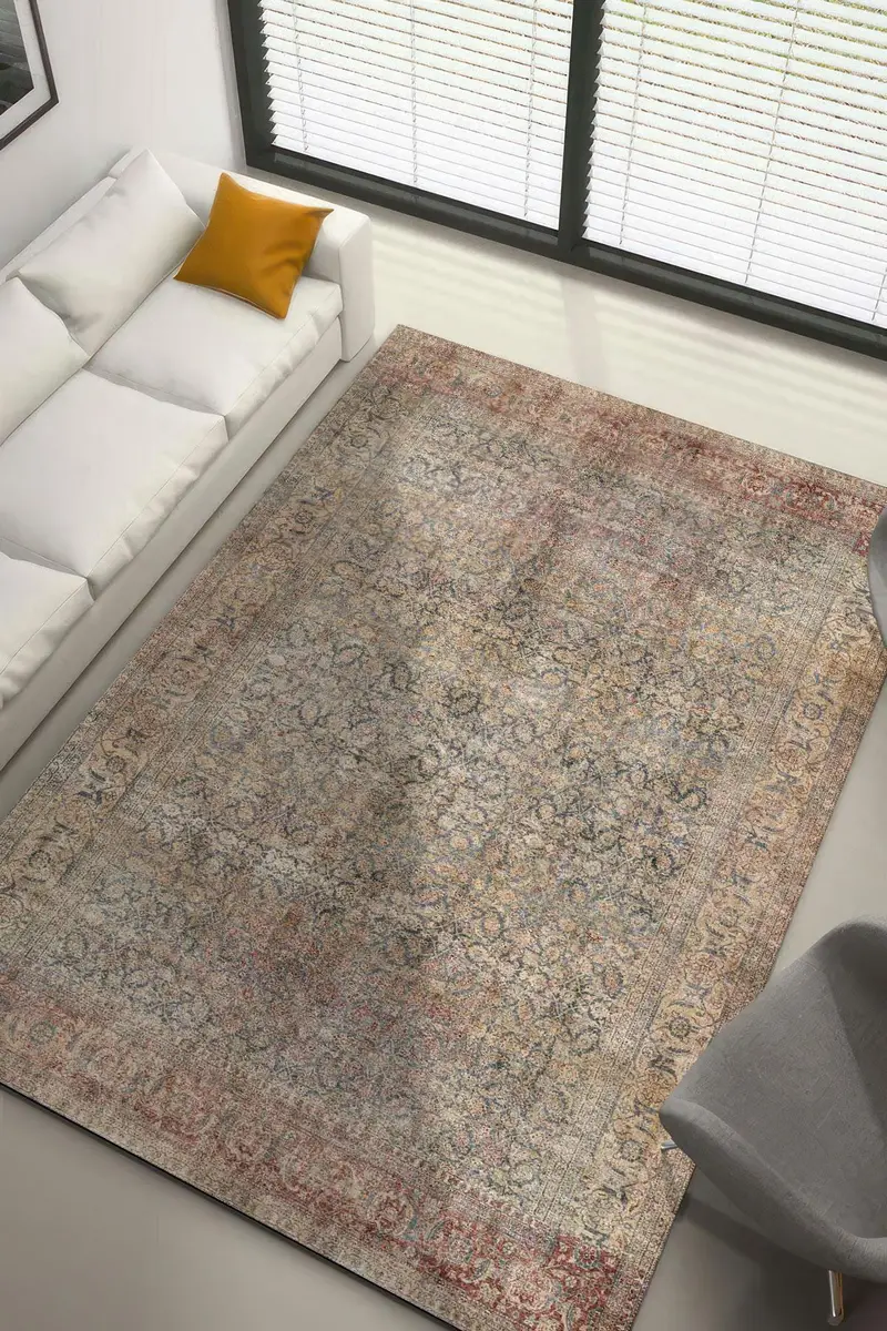 Eleganter Teppich mit Sonnenaufgang-Aufdruck: Modernes Design, weicher Stoff