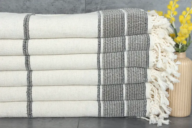 Bachelorette Gift Khaki Green Striped Towel, 36x71 Inches