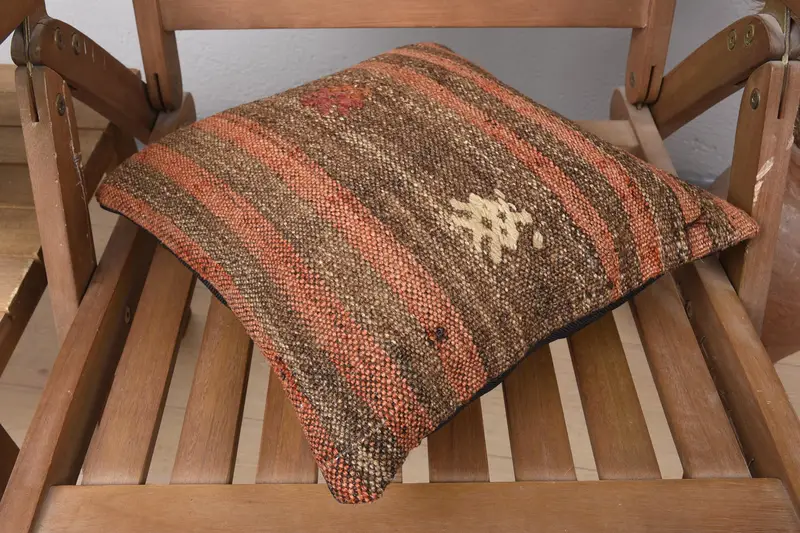 14x14 Red Pillow Case, Turkish Rugs Cushion Case, Boho Pillow Sham Cover, Cushion Cover, Vintage Kilim Throw Pillow, Throw Kilim Pillow - 4