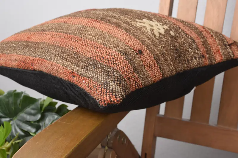 14x14 Red Pillow Case, Turkish Rugs Cushion Case, Boho Pillow Sham Cover, Cushion Cover, Vintage Kilim Throw Pillow, Throw Kilim Pillow - 6