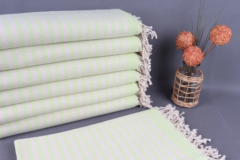 Organic Pistachio Green Chevron Towel, 40x71 Inches