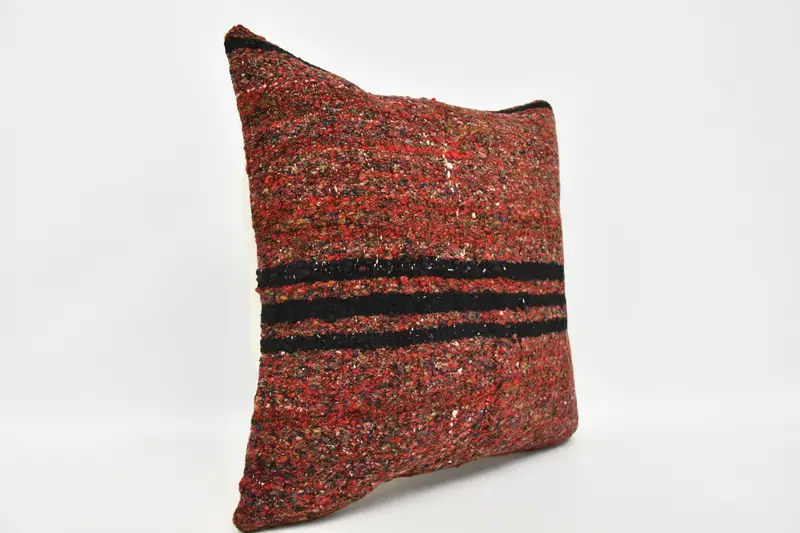 Gift Pillow, Pillow Case, Indoor Cushion Cover, Boho Pillow, 20x20 Red Cushion, Handmade Throw Pillow Case, Interior Designer Pillow - 3