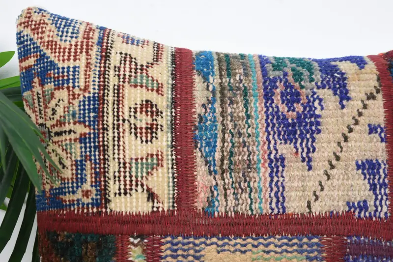 Gift Pillow, Ethnical Kilim Rug Pillow, Cushion, Vintage Pillow, 16x16 Blue Cushion Cover, Handmade Rug Seat Pillow Case, Luxury Cushion Cover - 2