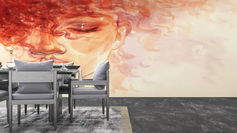 Curly Haired Girl Painting, Woman Wall Art, Girl Wall Art, Abstract Mural, Abstract Girl Wall Painting, Modern Wall Painting, - 8