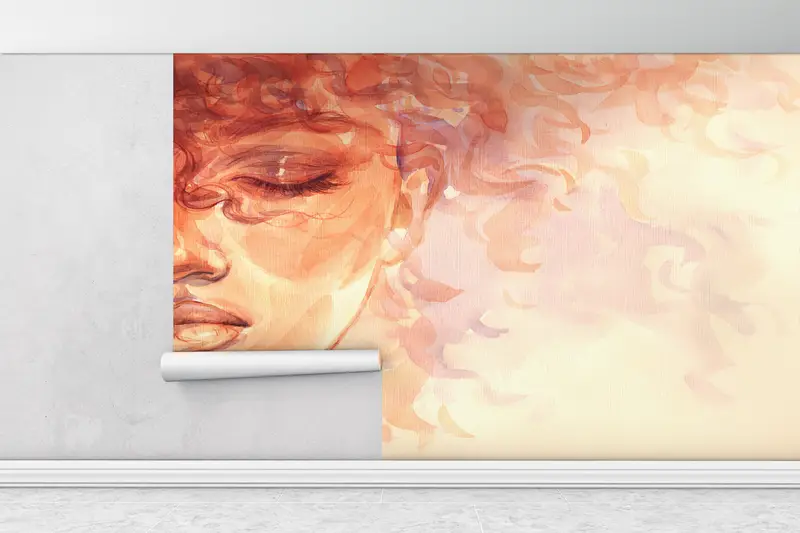 Curly Haired Girl Painting, Woman Wall Art, Girl Wall Art, Abstract Mural, Abstract Girl Wall Painting, Modern Wall Painting, - 1
