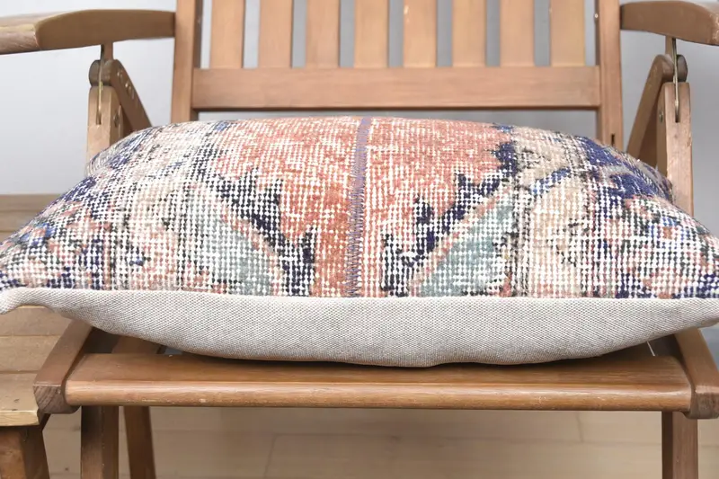 Pillow Sham, Throw Kilim Pillow, Handmade Rug Seat Cushion Case, Antique Pillows, 12x20 Blue Pillow Case, Boho Pillow Sham Cover - 5