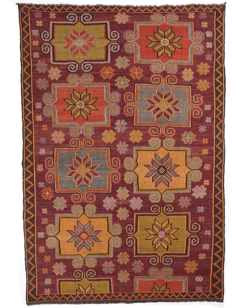 Alfombra roja a cuadros de arcoíris, decoración vibrante de 6,2 x 9 pies