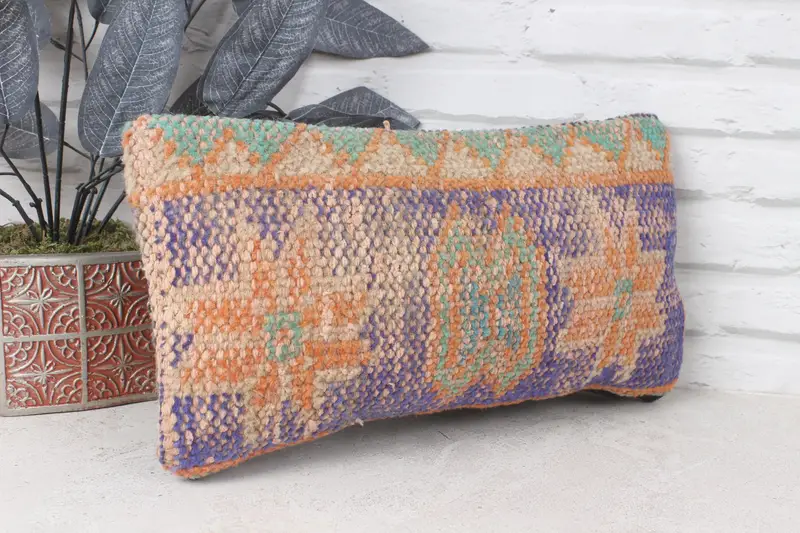 Pillow for Sofa, Interior Designer Pillow, Kilim Cushion Sham, Pillow, Nautical Throw Cushion Cover, 8x16 Blue Pillow Case - 4
