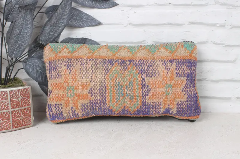 Pillow for Sofa, Interior Designer Pillow, Kilim Cushion Sham, Pillow, Nautical Throw Cushion Cover, 8x16 Blue Pillow Case - 1